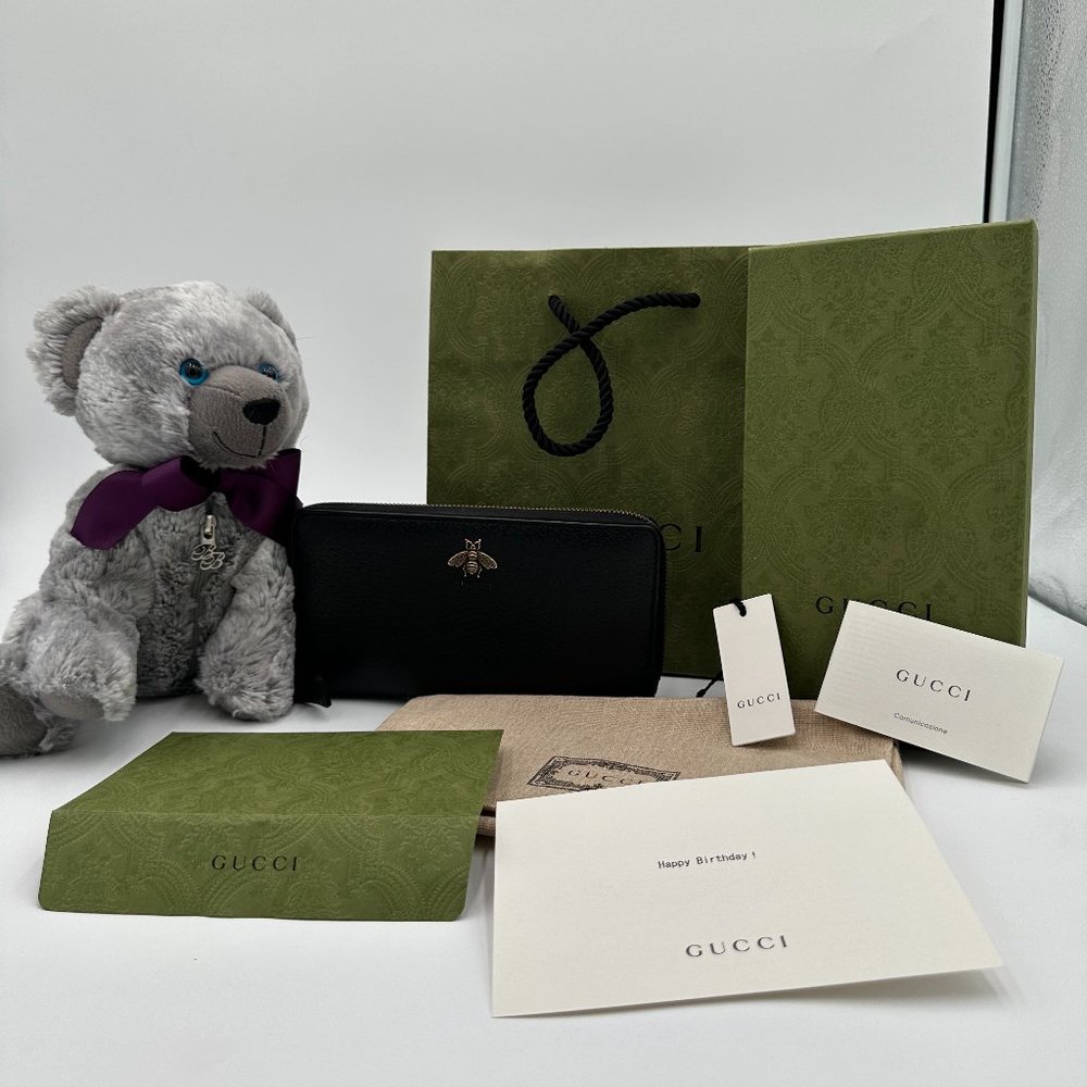 🔥GUCCI ANIMALIER LEATHER ZIP AROUND WALLET  🔥FULL INCLUSION🔥